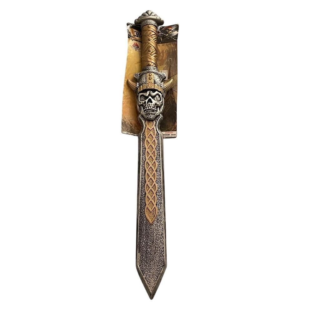 Pirates Of The Caribbean Gold And Silver Sword 22” With Skull Plastic Costume